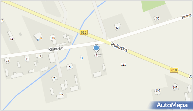 Łosinno, Klonowa, 1, mapa Łosinno