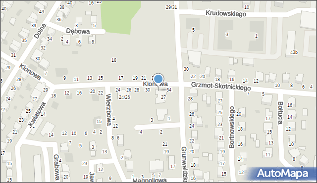 Łowicz, Klonowa, 32, mapa Łowicza