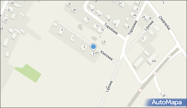 Łozina, Klonowa, 3, mapa Łozina