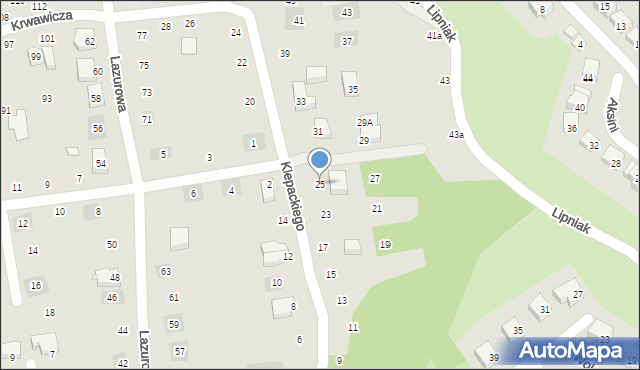 Lublin, Klepackiego Witolda, 25, mapa Lublina