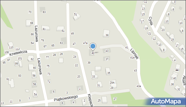 Lublin, Klepackiego Witolda, 41, mapa Lublina