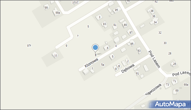 Łuczyce, Klonowa, 8, mapa Łuczyce