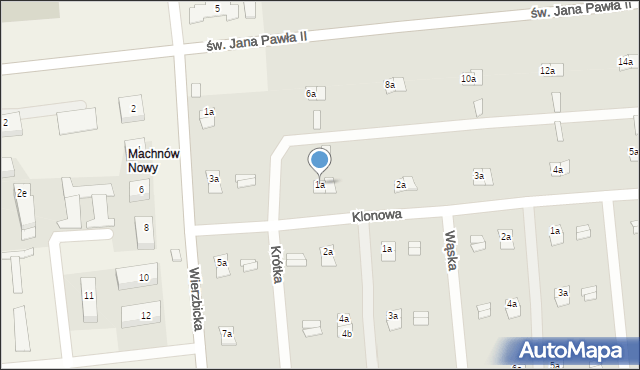 Machnów Nowy, Klonowa, 1a, mapa Machnów Nowy