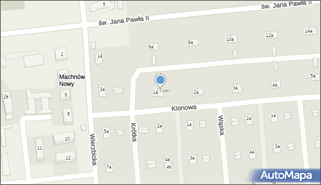 Machnów Nowy, Klonowa, 1b, mapa Machnów Nowy