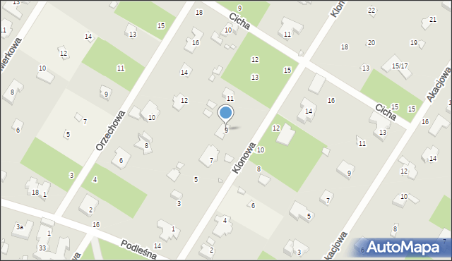 Magdalenka, Klonowa, 9, mapa Magdalenka