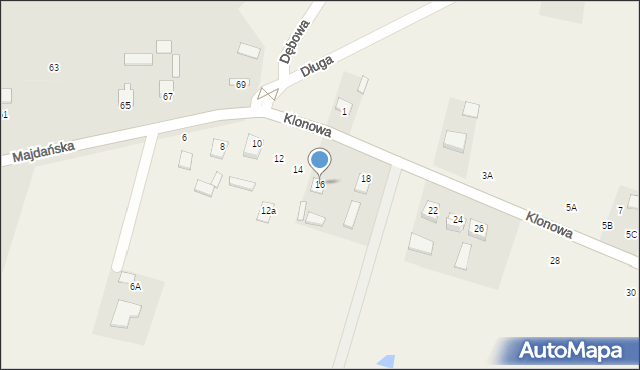 Majdan Górny, Klonowa, 16, mapa Majdan Górny