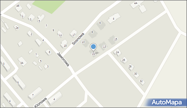 Michałowo, Klonowa, 11, mapa Michałowo