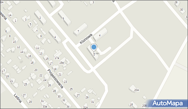 Michałowo, Klonowa, 2, mapa Michałowo