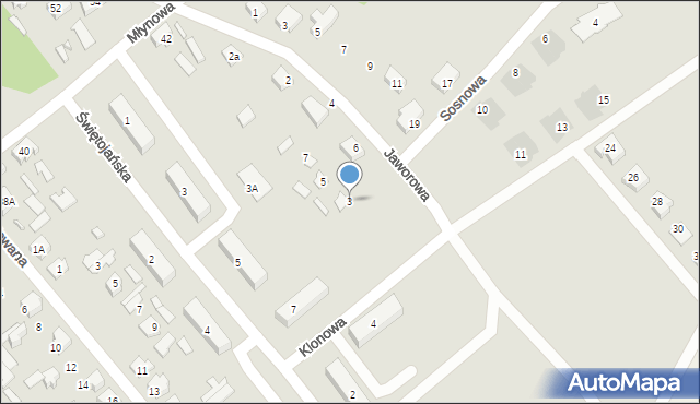 Michałowo, Klonowa, 3, mapa Michałowo