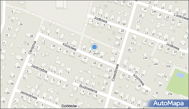 Mielec, Klonowa, 17, mapa Mielca