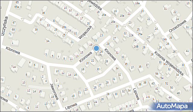 Mikołów, Klonowa, 24, mapa Mikołów