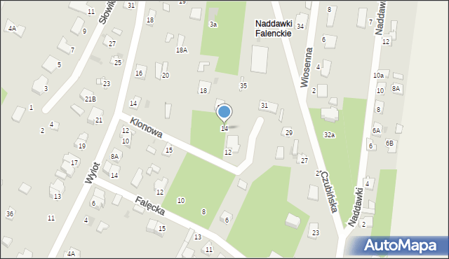 Milanówek, Klonowa, 14, mapa Milanówek