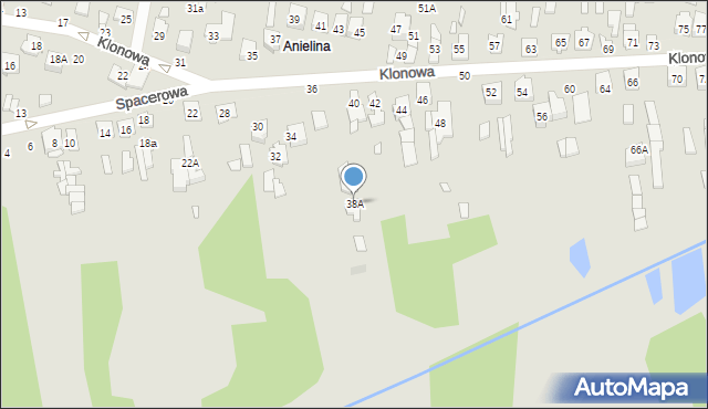 Mińsk Mazowiecki, Klonowa, 38A, mapa Mińsk Mazowiecki