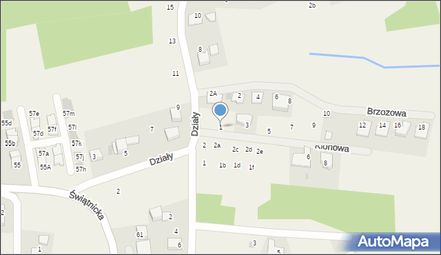 Mogilany, Klonowa, 1, mapa Mogilany