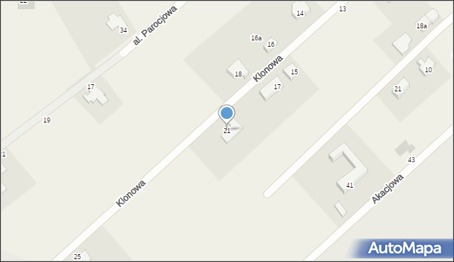Mokronos Górny, Klonowa, 21, mapa Mokronos Górny