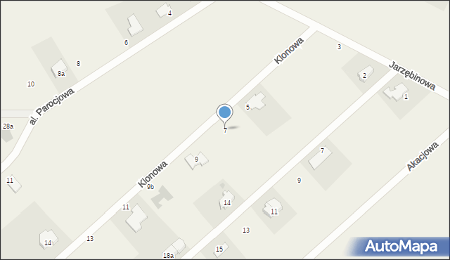 Mokronos Górny, Klonowa, 7, mapa Mokronos Górny