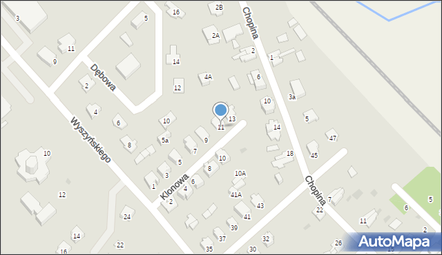 Morąg, Klonowa, 11, mapa Morąg