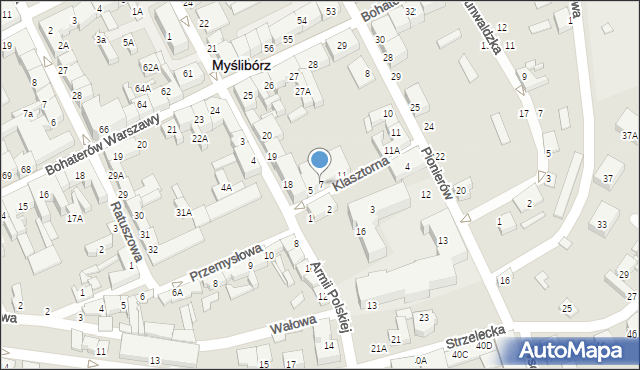 Myślibórz, Klasztorna, 7, mapa Myślibórz