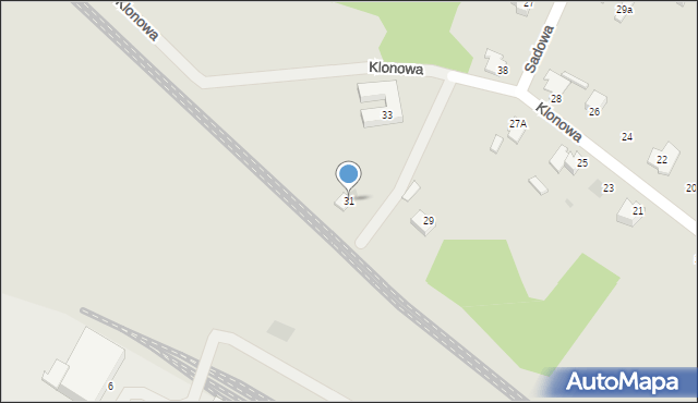 Myszków, Klonowa, 31, mapa Myszków