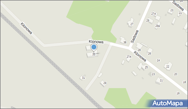 Myszków, Klonowa, 33, mapa Myszków