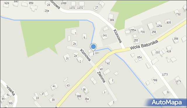 Niepołomice, Klonowa, 1, mapa Niepołomice