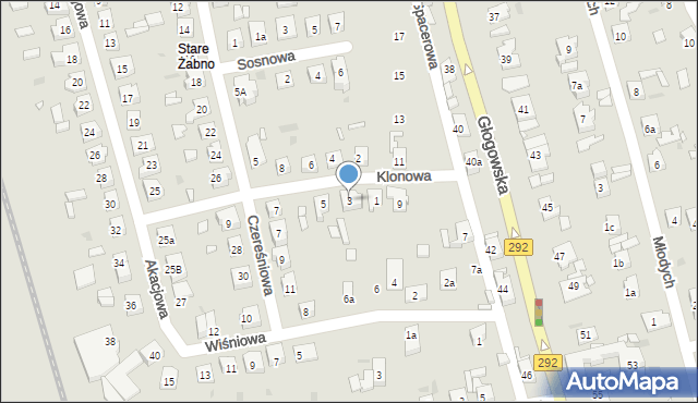 Nowa Sól, Klonowa, 3, mapa Nowa Sól
