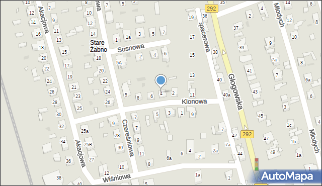 Nowa Sól, Klonowa, 4, mapa Nowa Sól