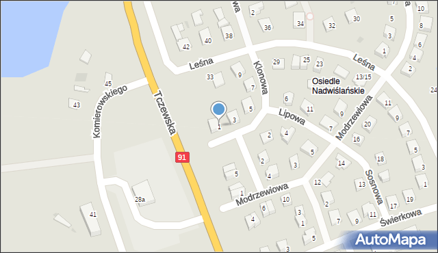 Nowe, Klonowa, 1, mapa Nowe