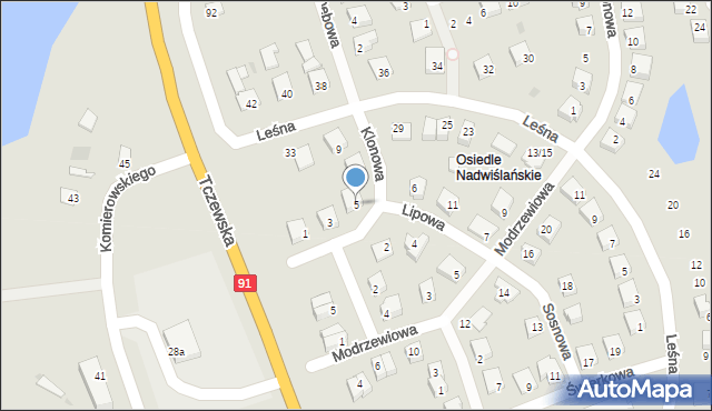 Nowe, Klonowa, 5, mapa Nowe