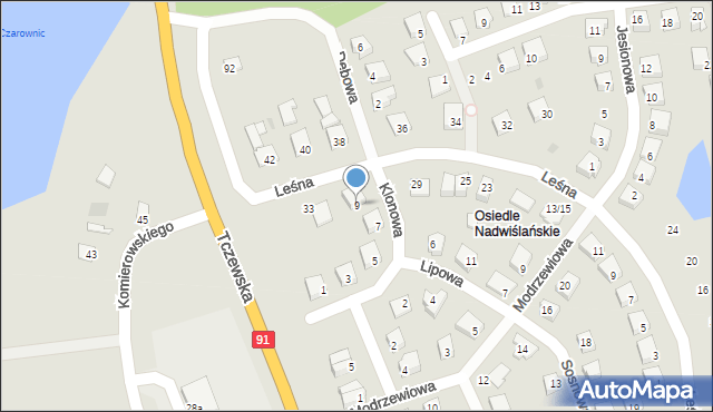 Nowe, Klonowa, 9, mapa Nowe