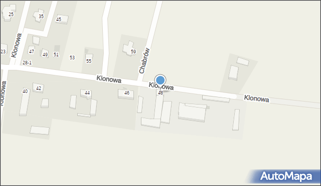 Nowe Bielice, Klonowa, 48, mapa Nowe Bielice