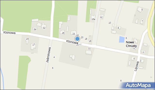 Nowe Chrusty, Klonowa, 13, mapa Nowe Chrusty