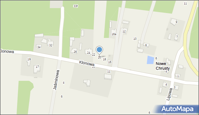 Nowe Chrusty, Klonowa, 20, mapa Nowe Chrusty