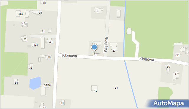 Nowe Chrusty, Klonowa, 44, mapa Nowe Chrusty