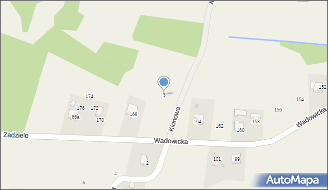 Nowe Dwory, Klonowa, 3, mapa Nowe Dwory