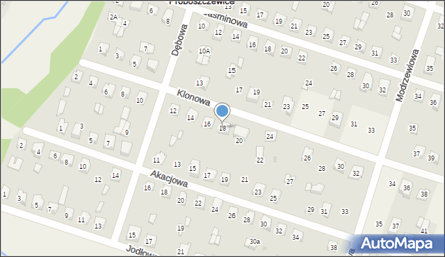 Nowe Proboszczewice, Klonowa, 18, mapa Nowe Proboszczewice
