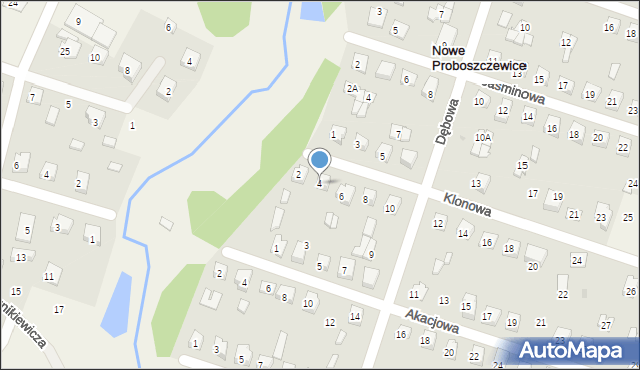 Nowe Proboszczewice, Klonowa, 4, mapa Nowe Proboszczewice