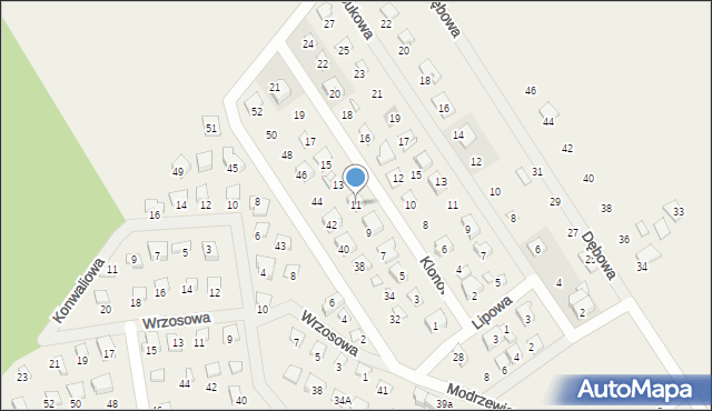 Nowy Dębiec, Klonowa, 11, mapa Nowy Dębiec