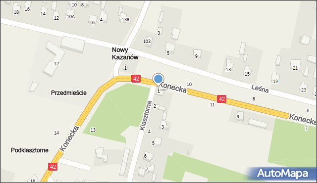 Nowy Kazanów, Klasztorna, 1, mapa Nowy Kazanów