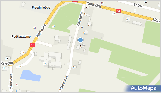 Nowy Kazanów, Klasztorna, 7, mapa Nowy Kazanów