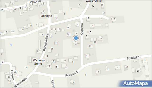 Ochojno, Klonowa, 4, mapa Ochojno