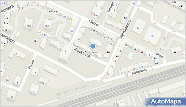 Olsztyn, Klasztorna, 2, mapa Olsztyna