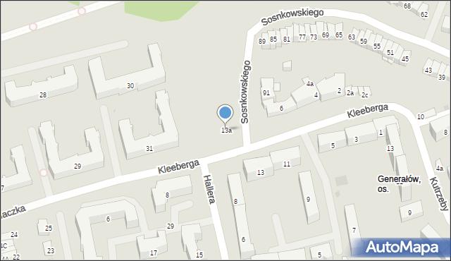 Olsztyn, Kleeberga Franciszka, gen., 13a, mapa Olsztyna