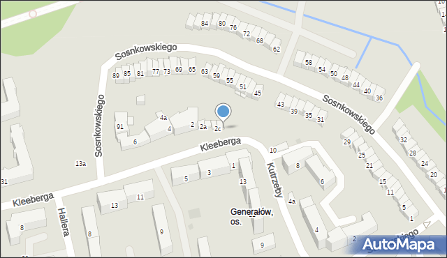 Olsztyn, Kleeberga Franciszka, gen., 2d, mapa Olsztyna