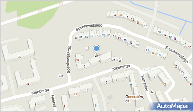 Olsztyn, Kleeberga Franciszka, gen., 4a, mapa Olsztyna