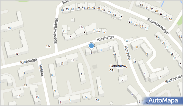 Olsztyn, Kleeberga Franciszka, gen., 5, mapa Olsztyna