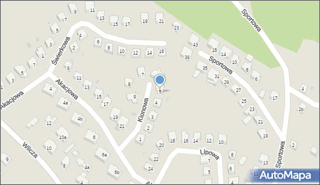 Olsztynek, Klonowa, 5, mapa Olsztynek