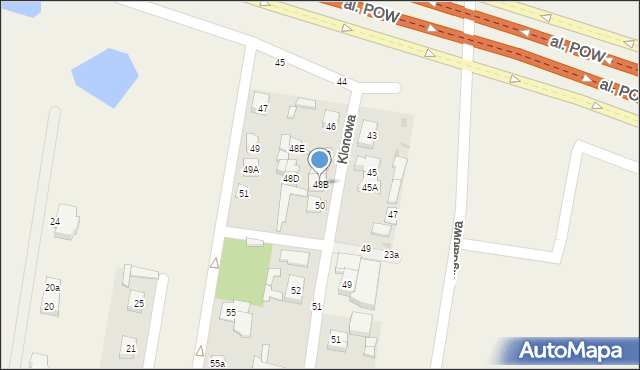 Opacz-Kolonia, Klonowa, 48B, mapa Opacz-Kolonia