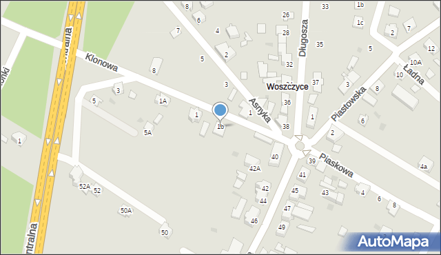 Orzesze, Klonowa, 1b, mapa Orzesze