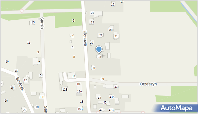 Orzeszyn, Klonowa, 33, mapa Orzeszyn